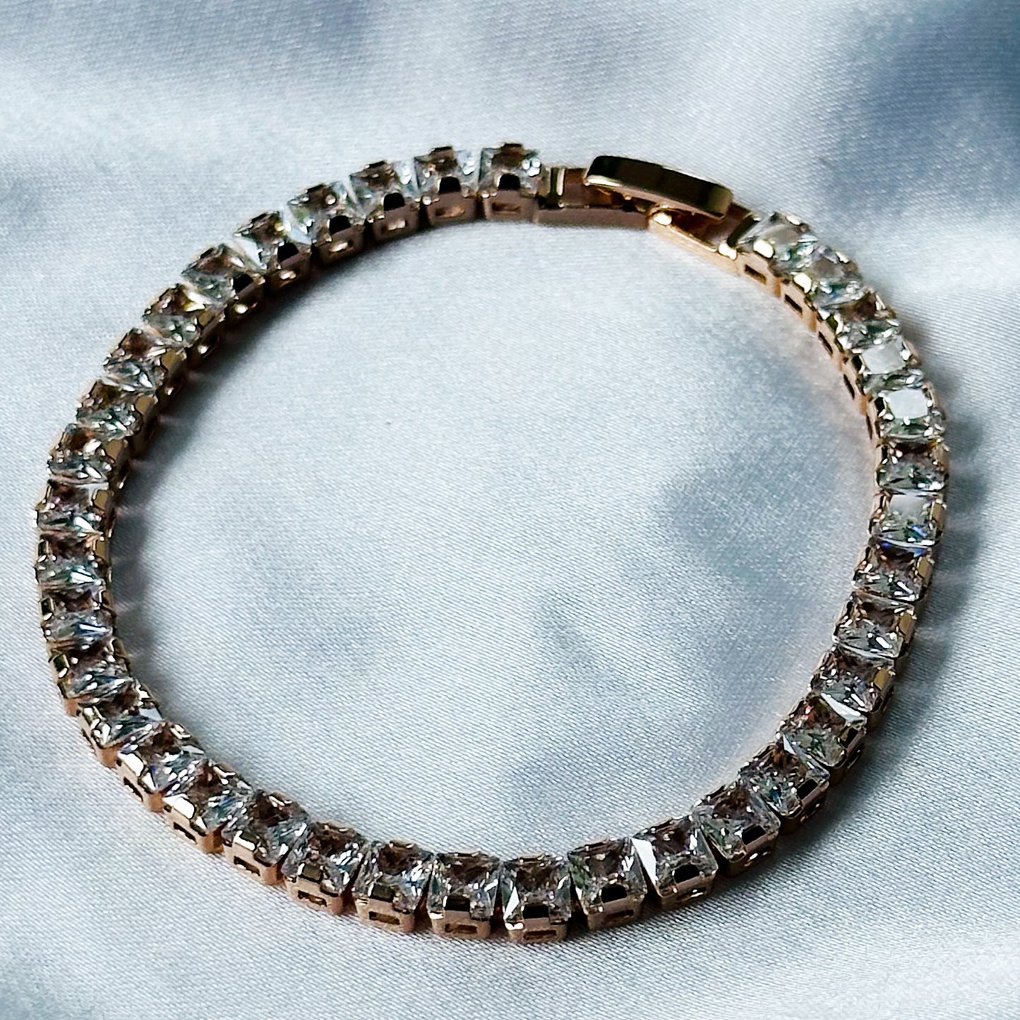 Solitaire Cubic Zirconia American Diamond Rose Gold Plated Tennis Bracelet