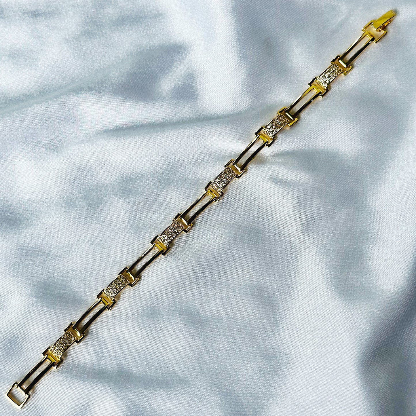 American Diamond Gold Plated Chain Bracelet