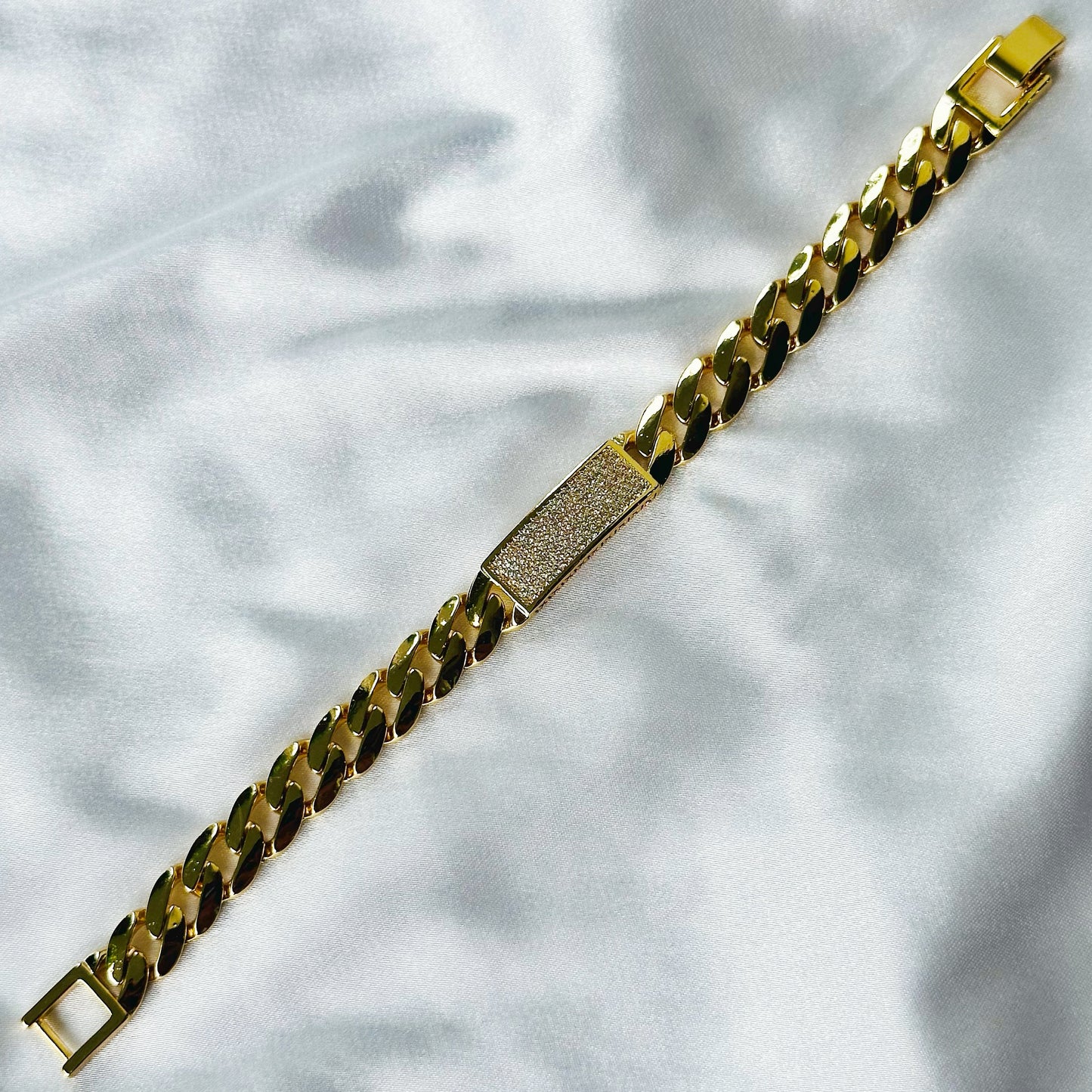 American Diamond Gold Plated Cuban Link Chain Bracelet