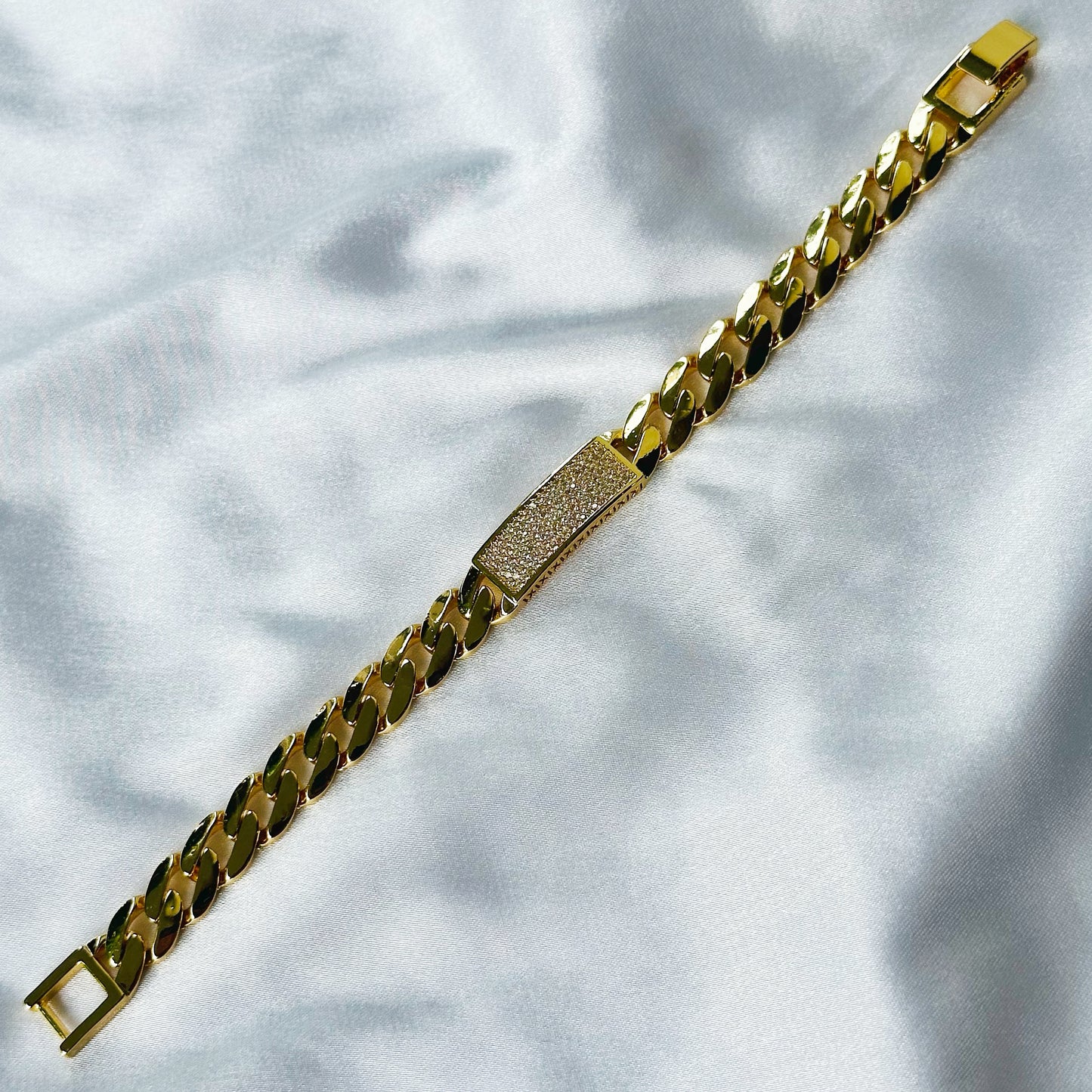 American Diamond Gold Plated Cuban Link Chain Bracelet