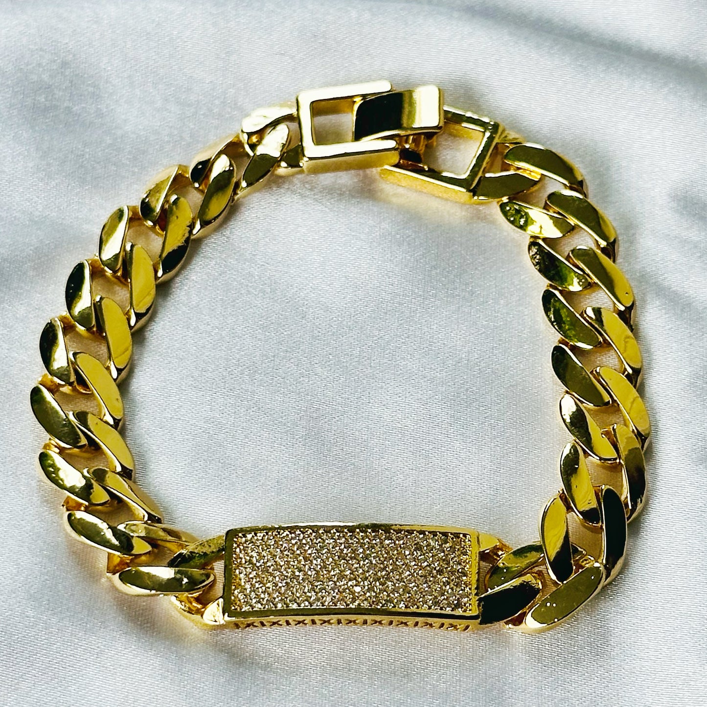 American Diamond Gold Plated Cuban Link Chain Bracelet