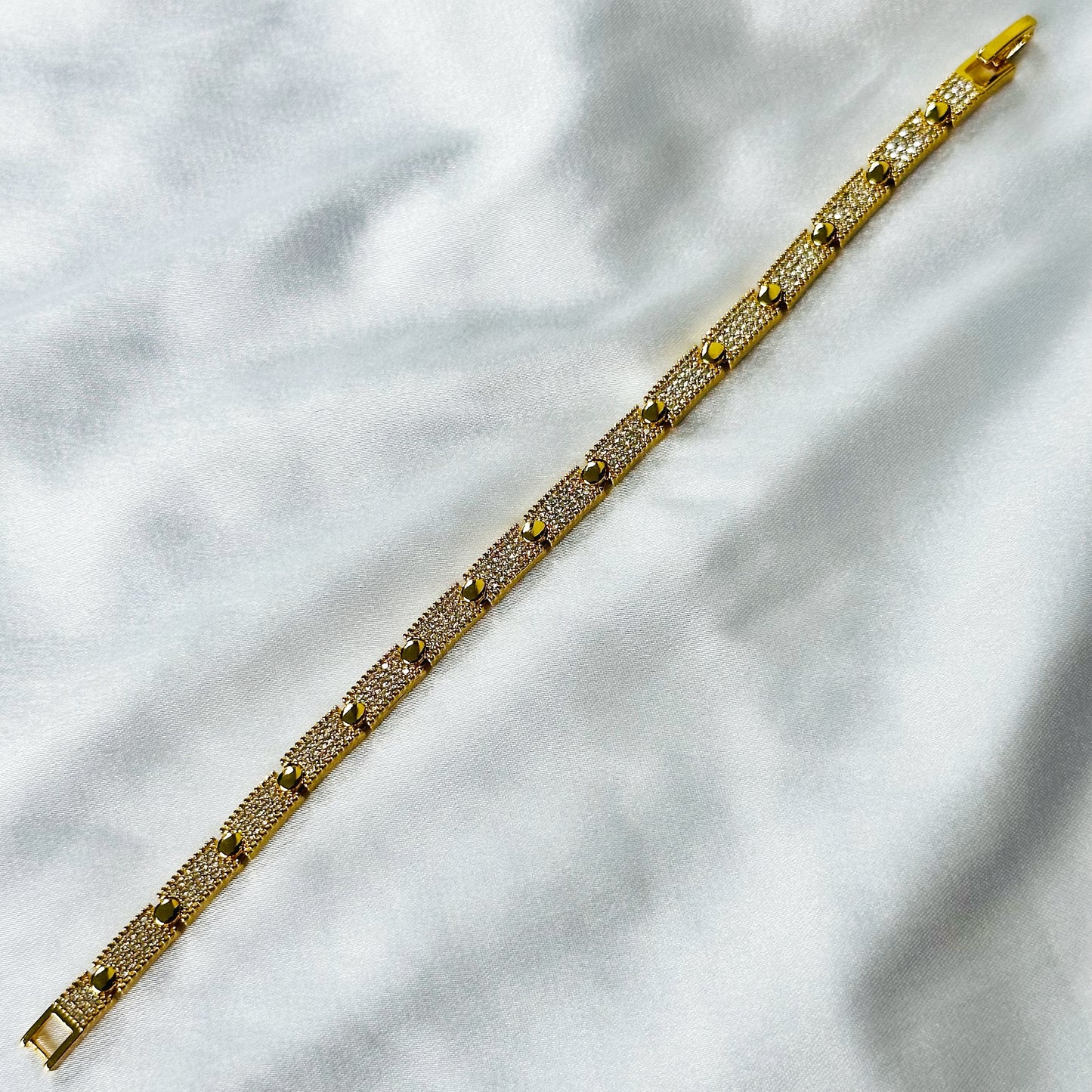 American Diamond Gold Plated Chain Bracelet