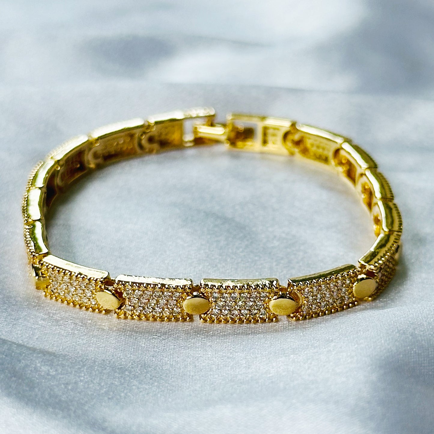 American Diamond Gold Plated Chain Bracelet