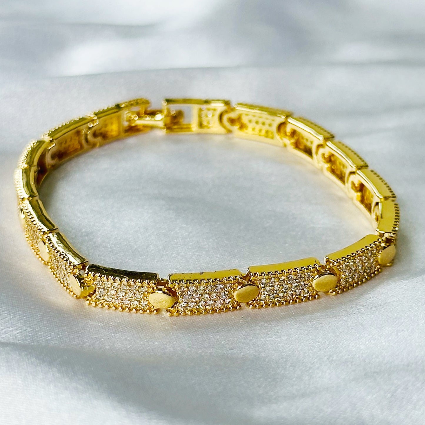 American Diamond Gold Plated Chain Bracelet