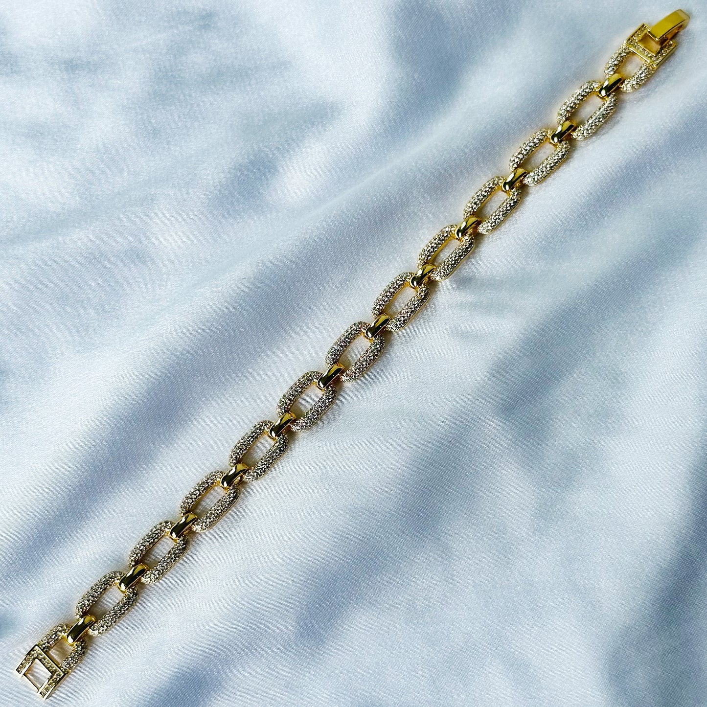 American Diamond Gold Plated Chain Bracelet