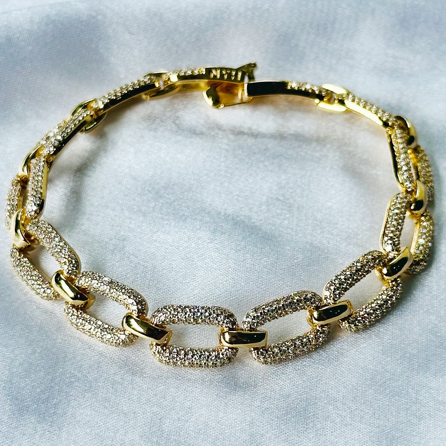 American Diamond Gold Plated Chain Bracelet