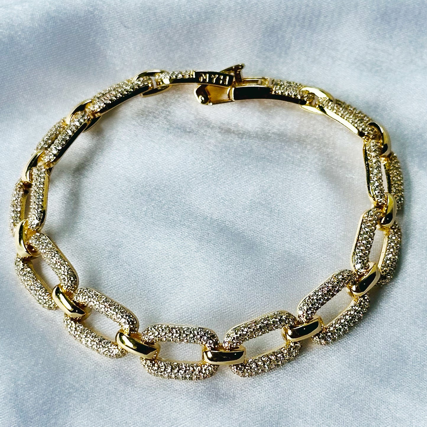 American Diamond Gold Plated Chain Bracelet
