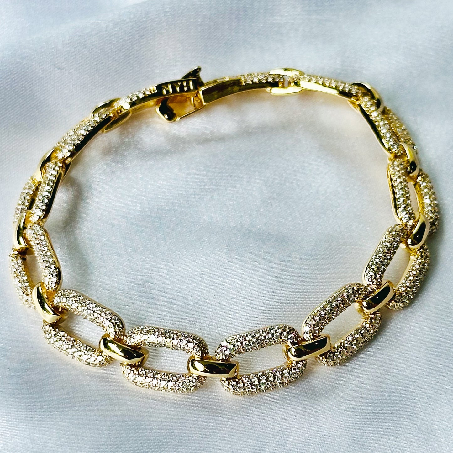 American Diamond Gold Plated Chain Bracelet