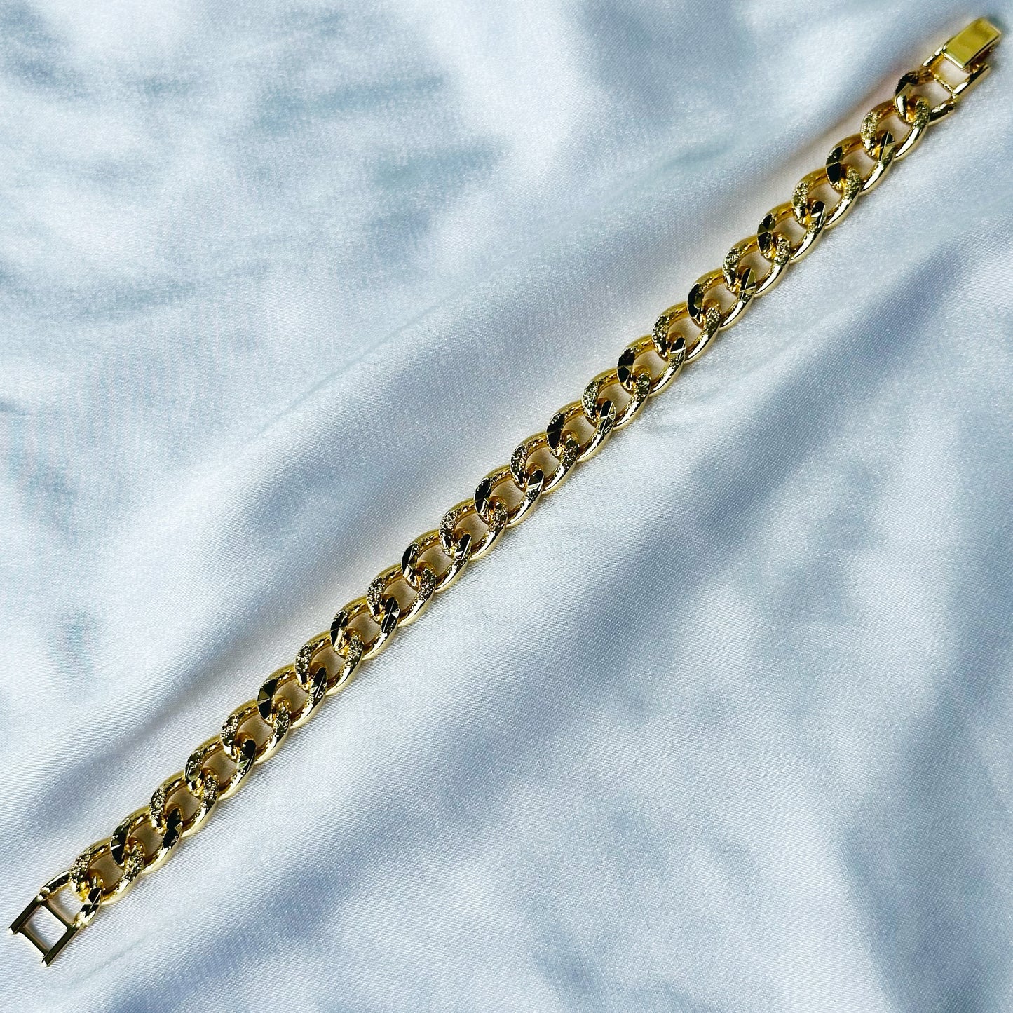 Cuban Link Gold Plated Tennis Chain Bracelet