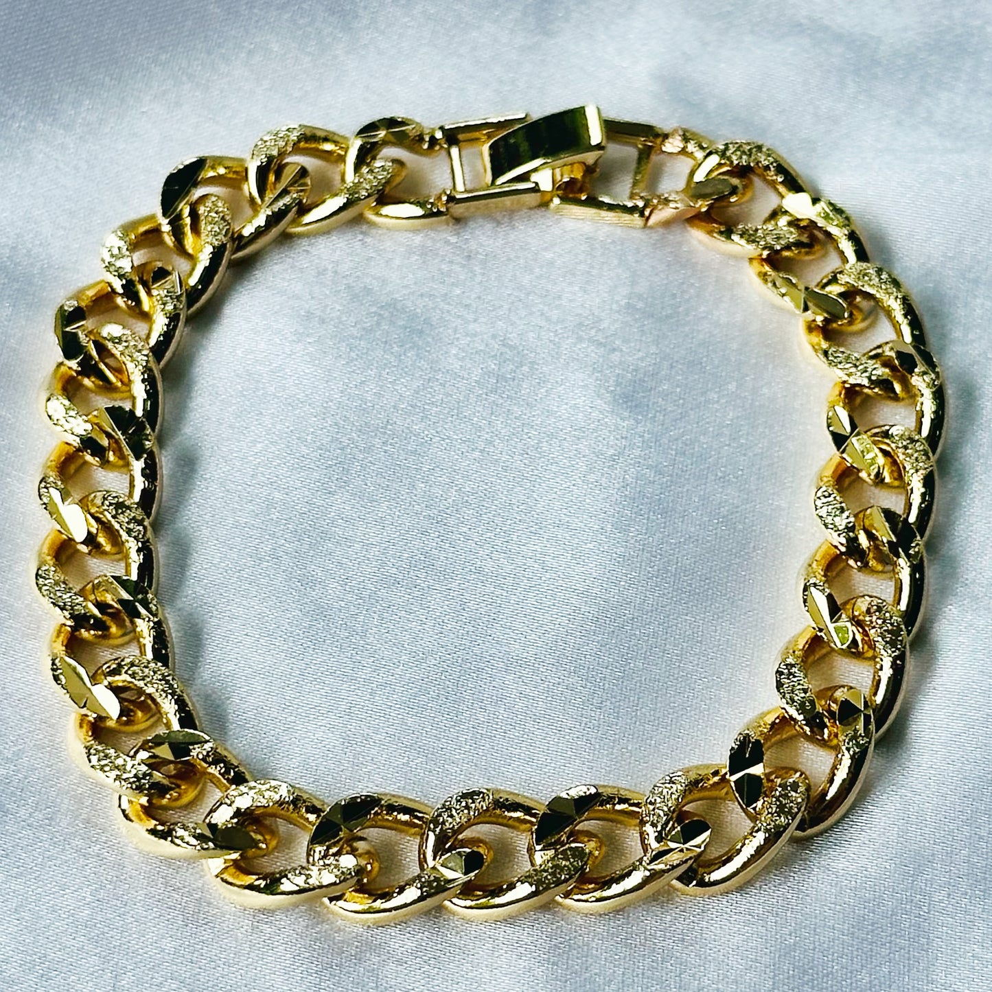 Cuban Link Gold Plated Tennis Chain Bracelet