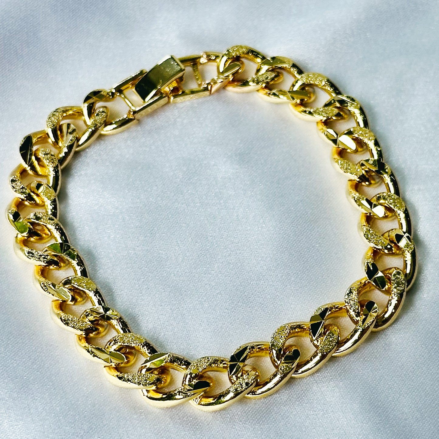 Cuban Link Gold Plated Tennis Chain Bracelet