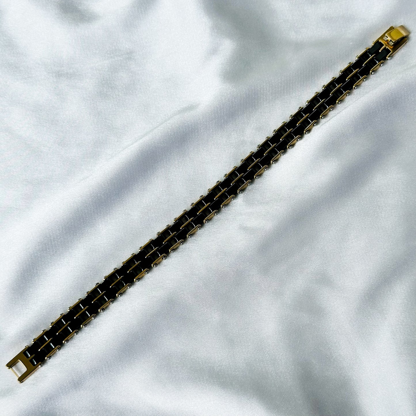 Black/Gold Ceramic Stainless Steel Chain Bracelet