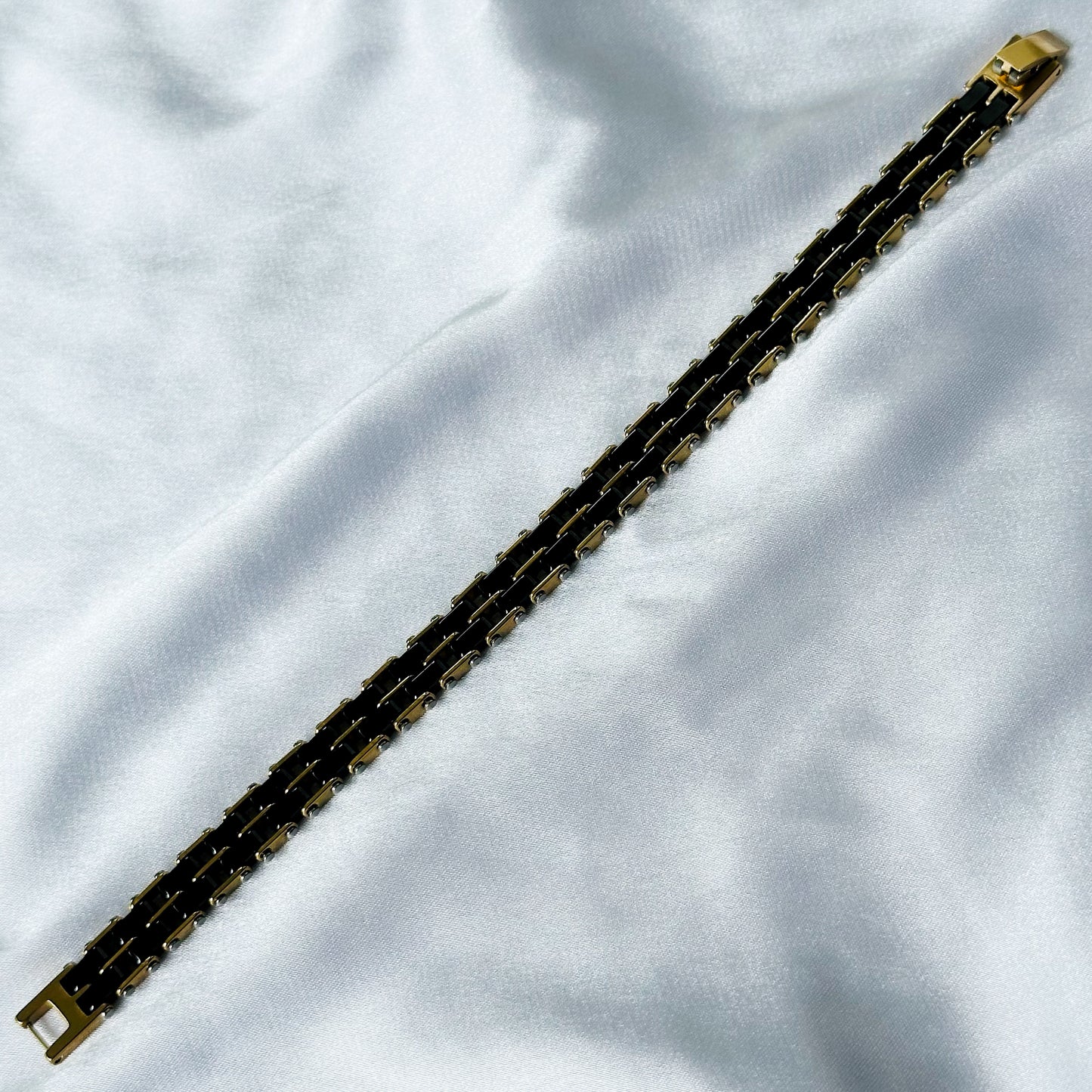 Black/Gold Ceramic Stainless Steel Chain Bracelet