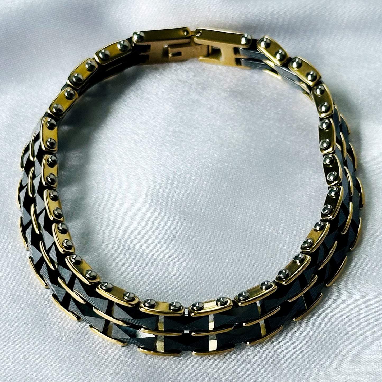 Black/Gold Ceramic Stainless Steel Chain Bracelet