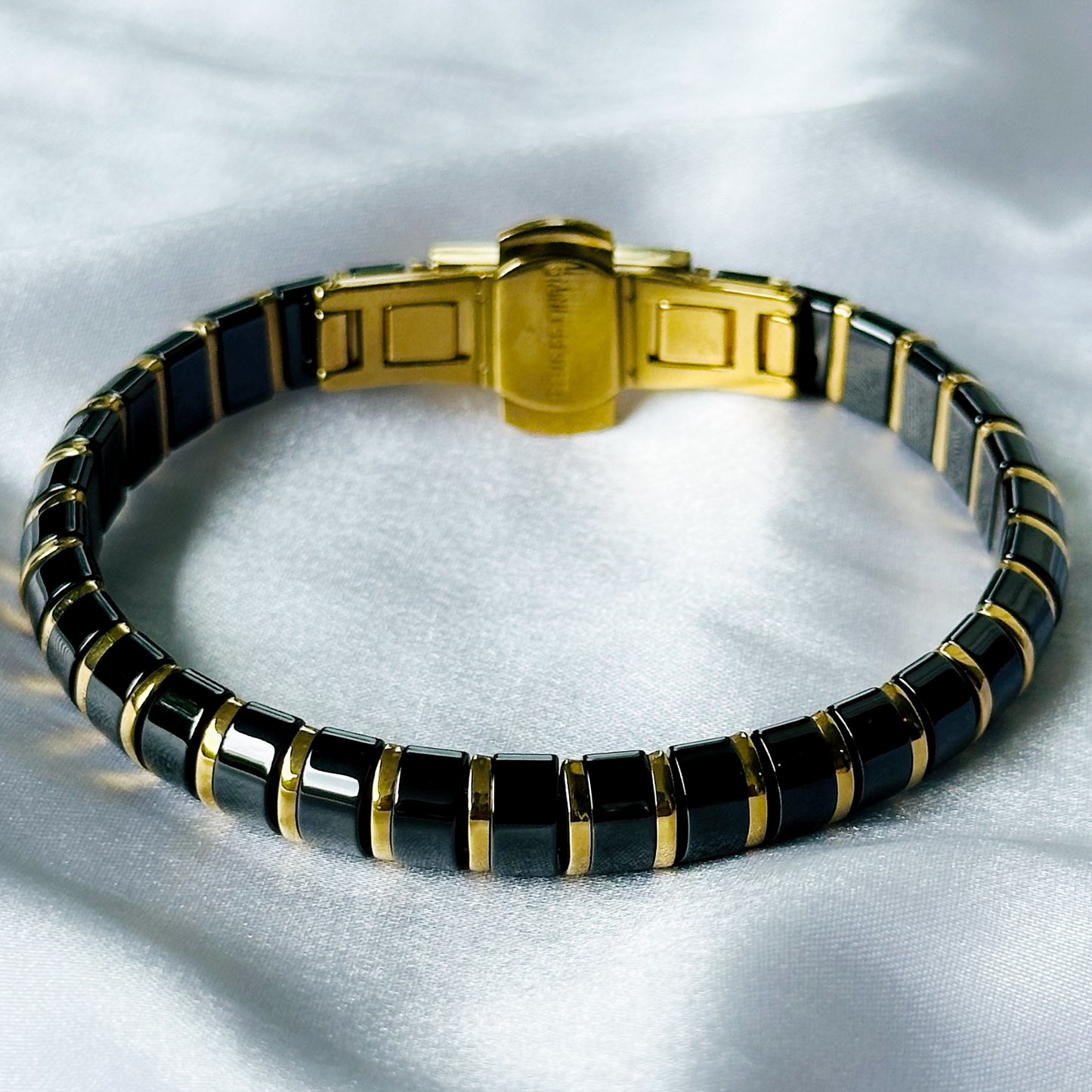 Black/Gold Ceramic Stainless Steel Chain Bracelet
