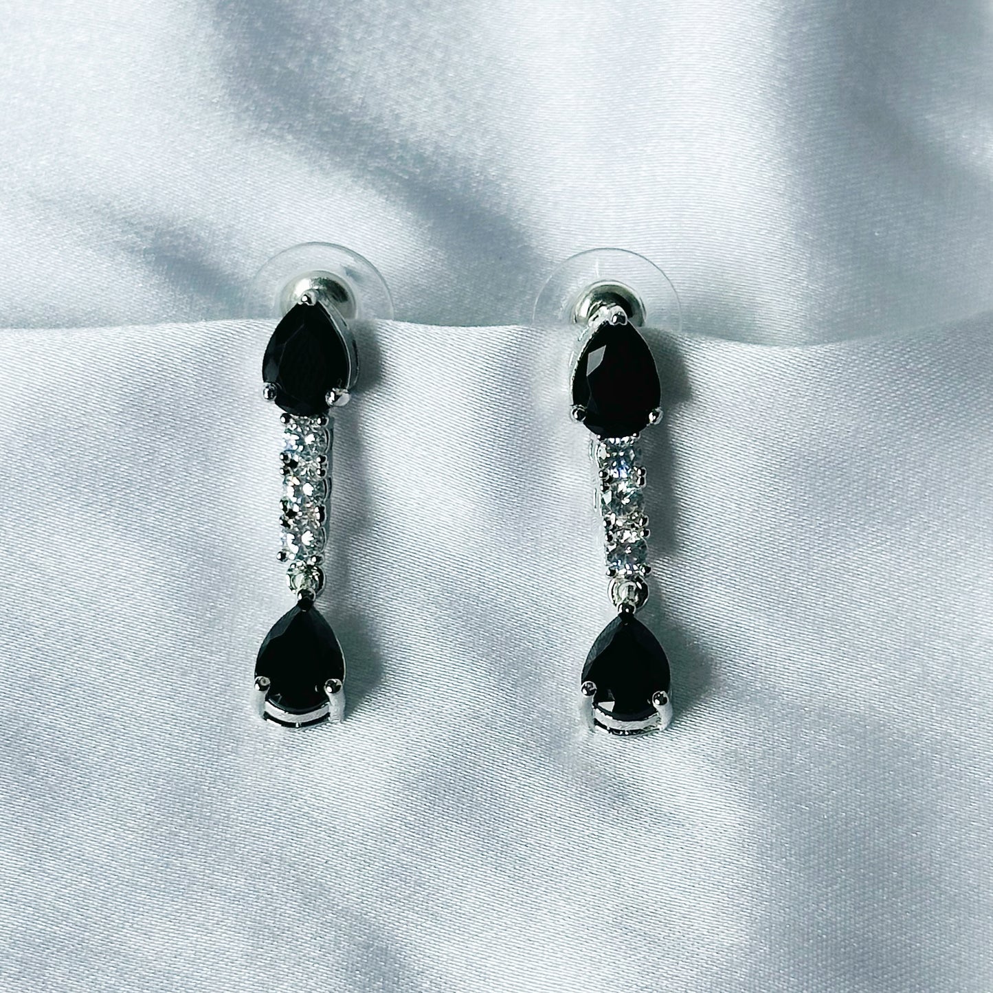Black Zircon Stones American Diamond Silver Plated Necklace Set