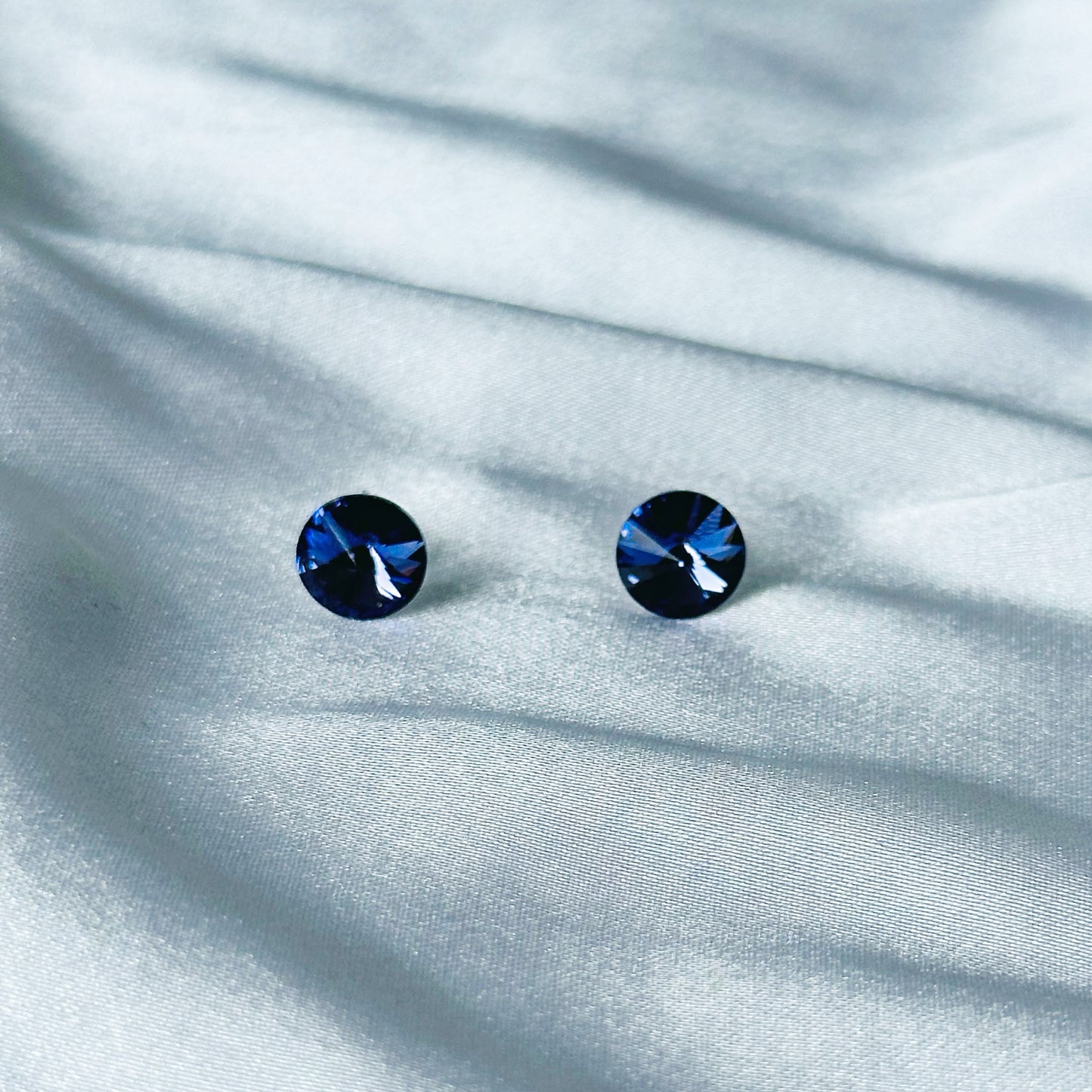 Purple Velvet Swarovski Crystal Silver Plated Stud Earrings
