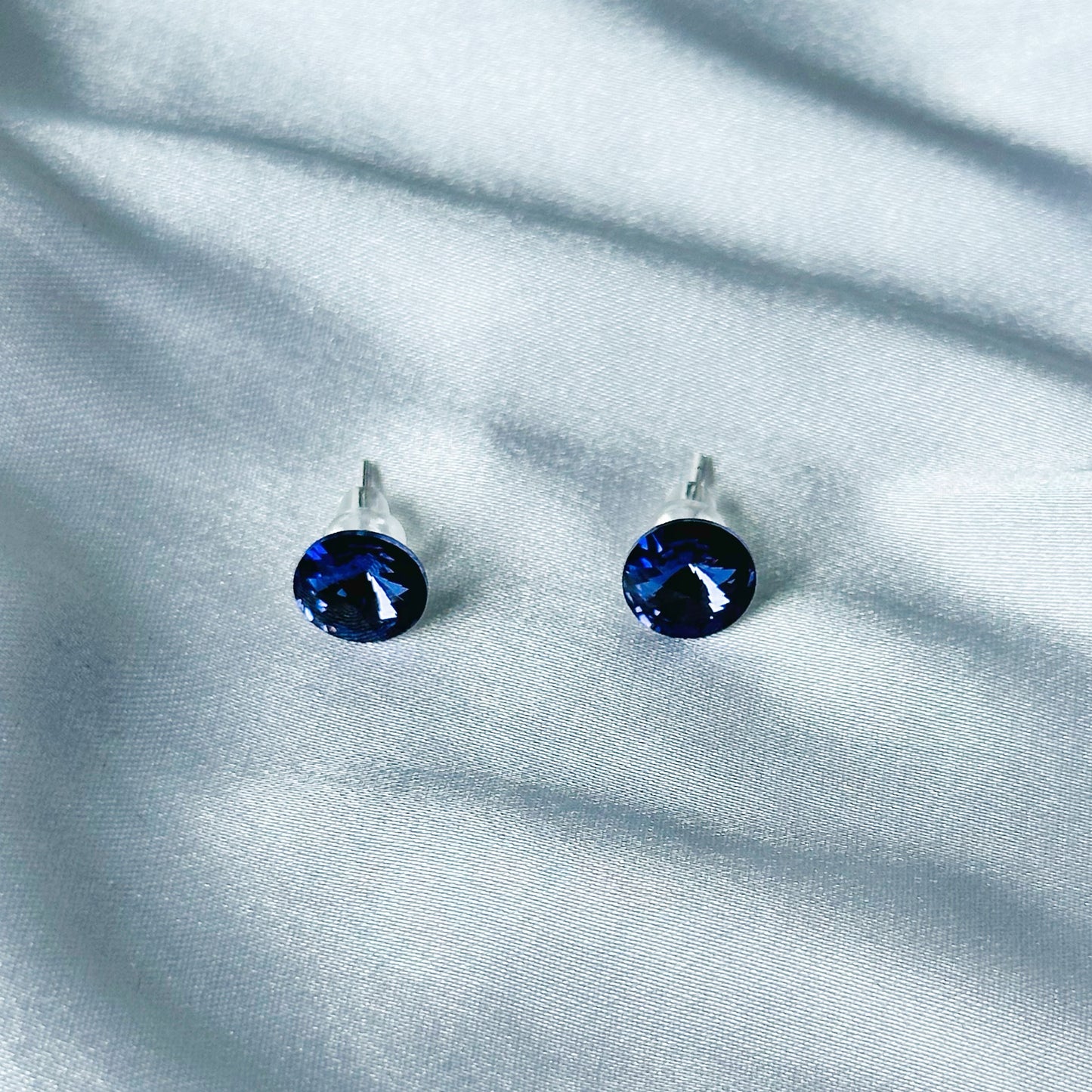 Purple Velvet Swarovski Crystal Silver Plated Stud Earrings