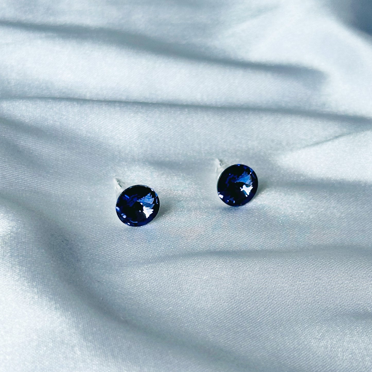 Purple Velvet Swarovski Crystal Silver Plated Stud Earrings
