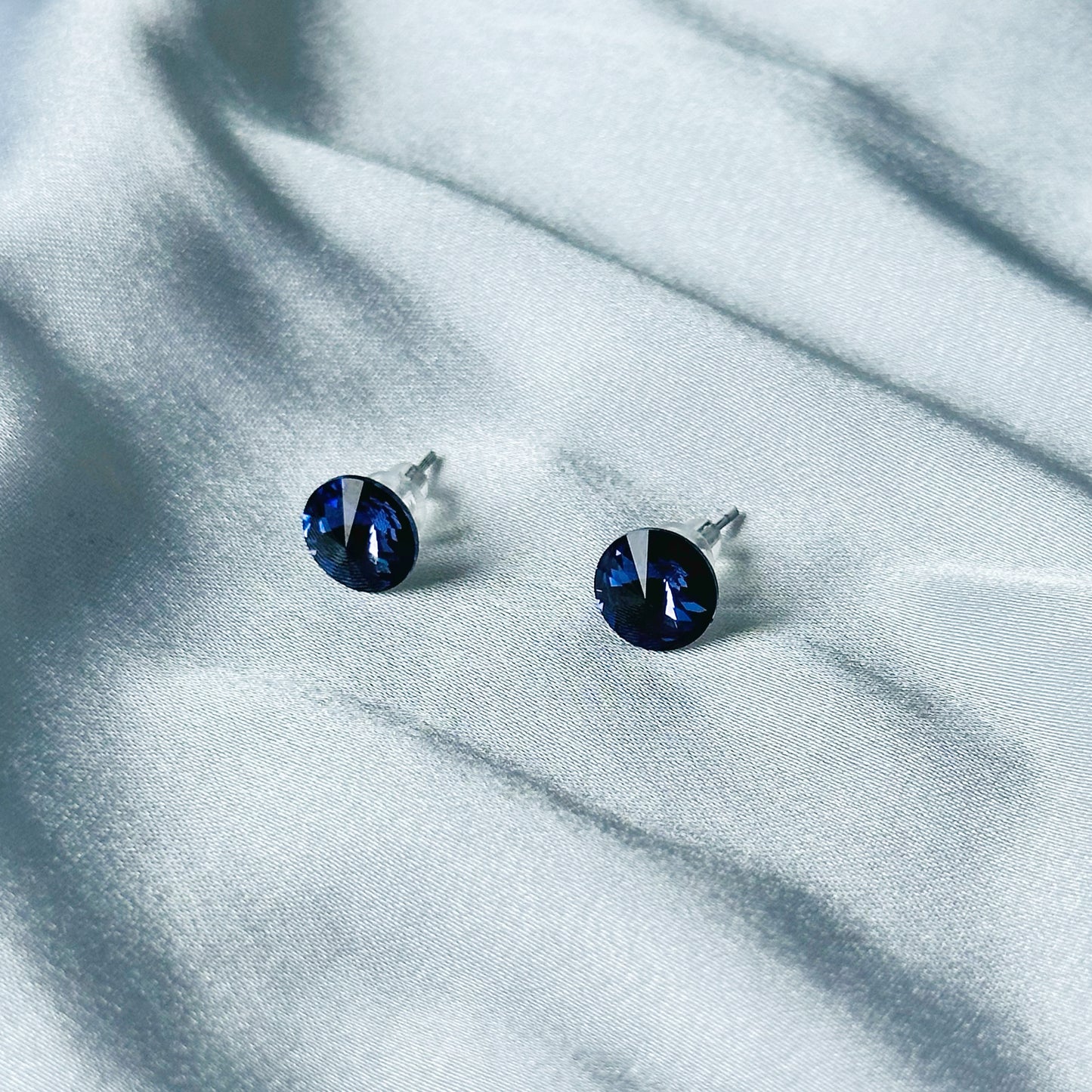 Purple Velvet Swarovski Crystal Silver Plated Stud Earrings
