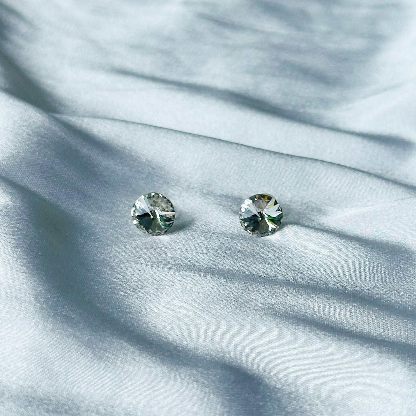 White Crystal Swarovski Crystal Silver Plated Stud Earrings