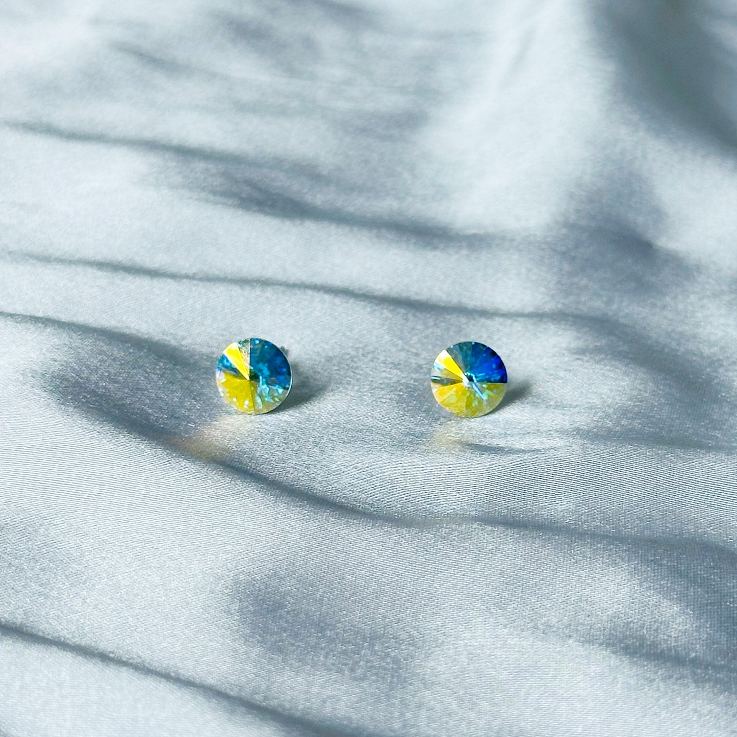 Glacier Blue Swarovski Crystal Silver Plated Stud Earrings