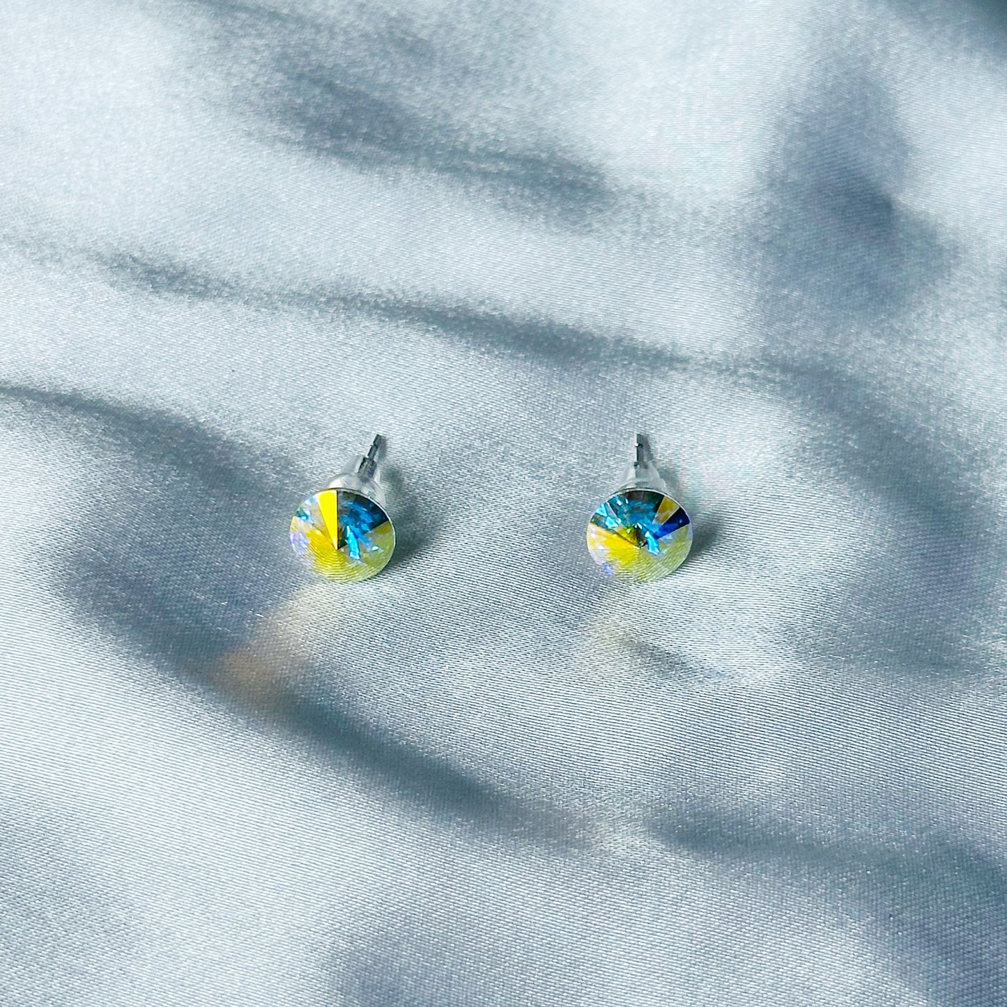 Glacier Blue Swarovski Crystal Silver Plated Stud Earrings