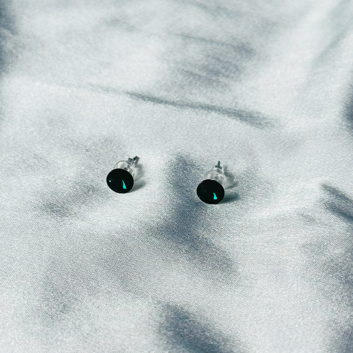 Green Emerald Swarovski Crystal Silver Plated Stud Earrings