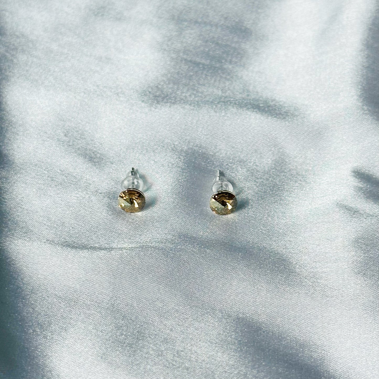 Lt Colorado Topaz Swarovski Crystal Silver Plated Stud Earrings