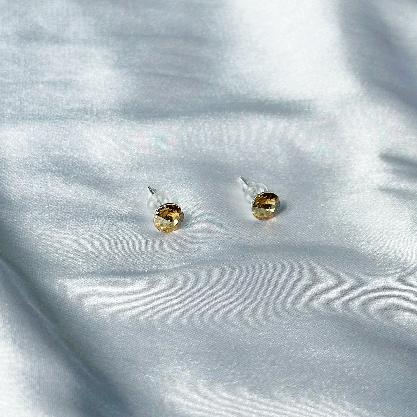 Lt Colorado Topaz Swarovski Crystal Silver Plated Stud Earrings