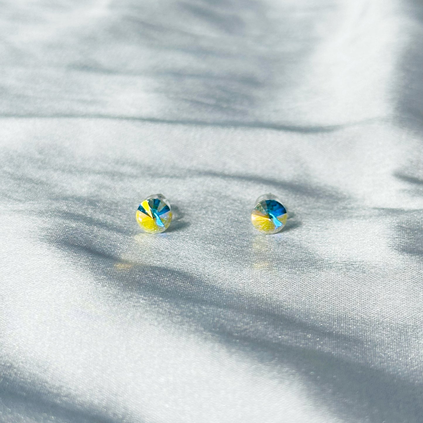 Glacier Blue Swarovski Crystal Silver Plated Stud Earrings