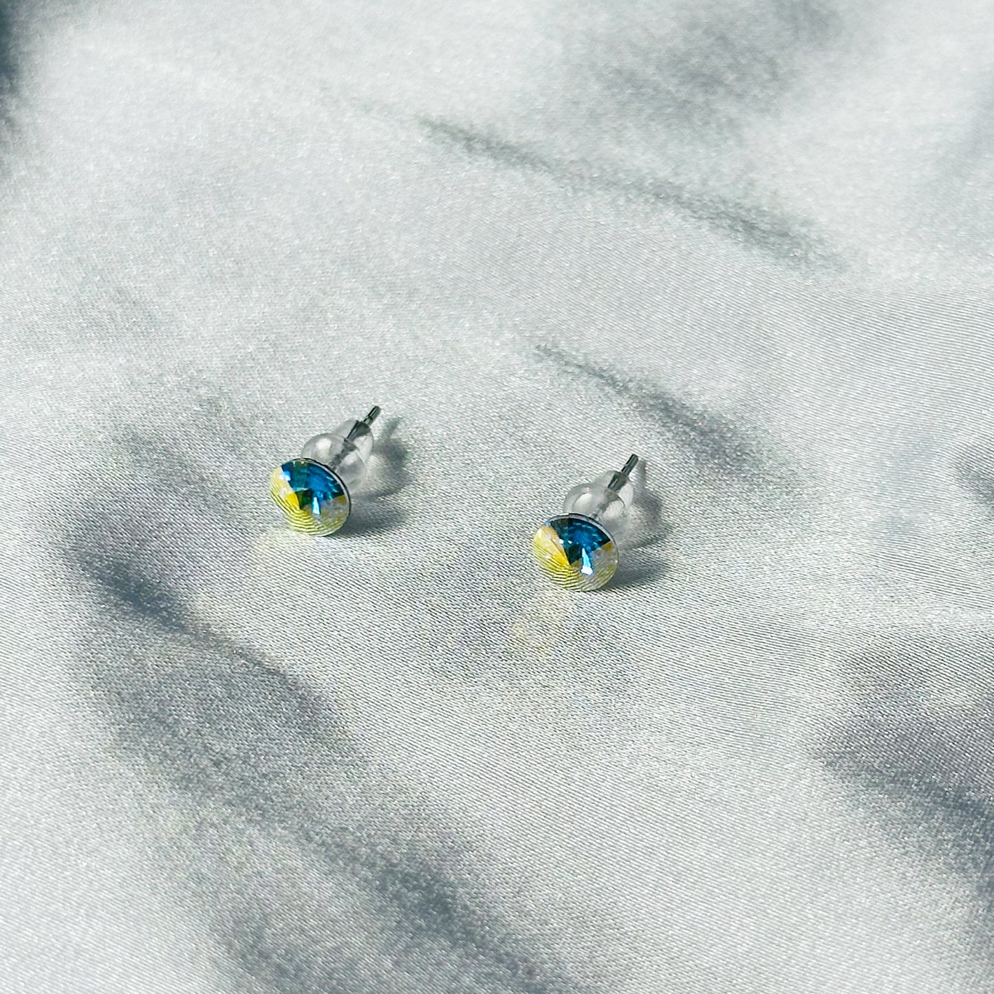 Glacier Blue Swarovski Crystal Silver Plated Stud Earrings