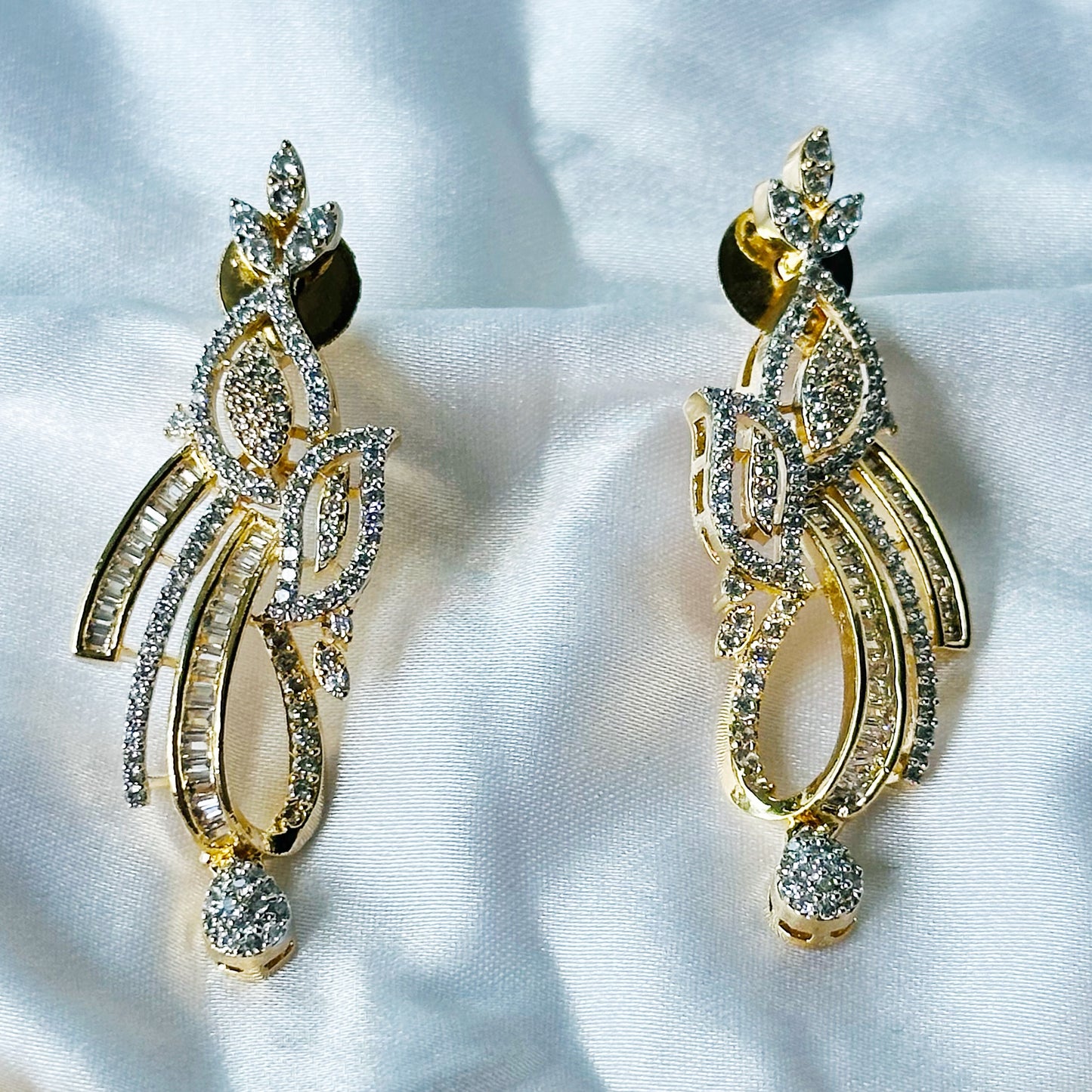 Solitaire Cubic Zircon American Diamond Gold/Silver Plated Necklace Set