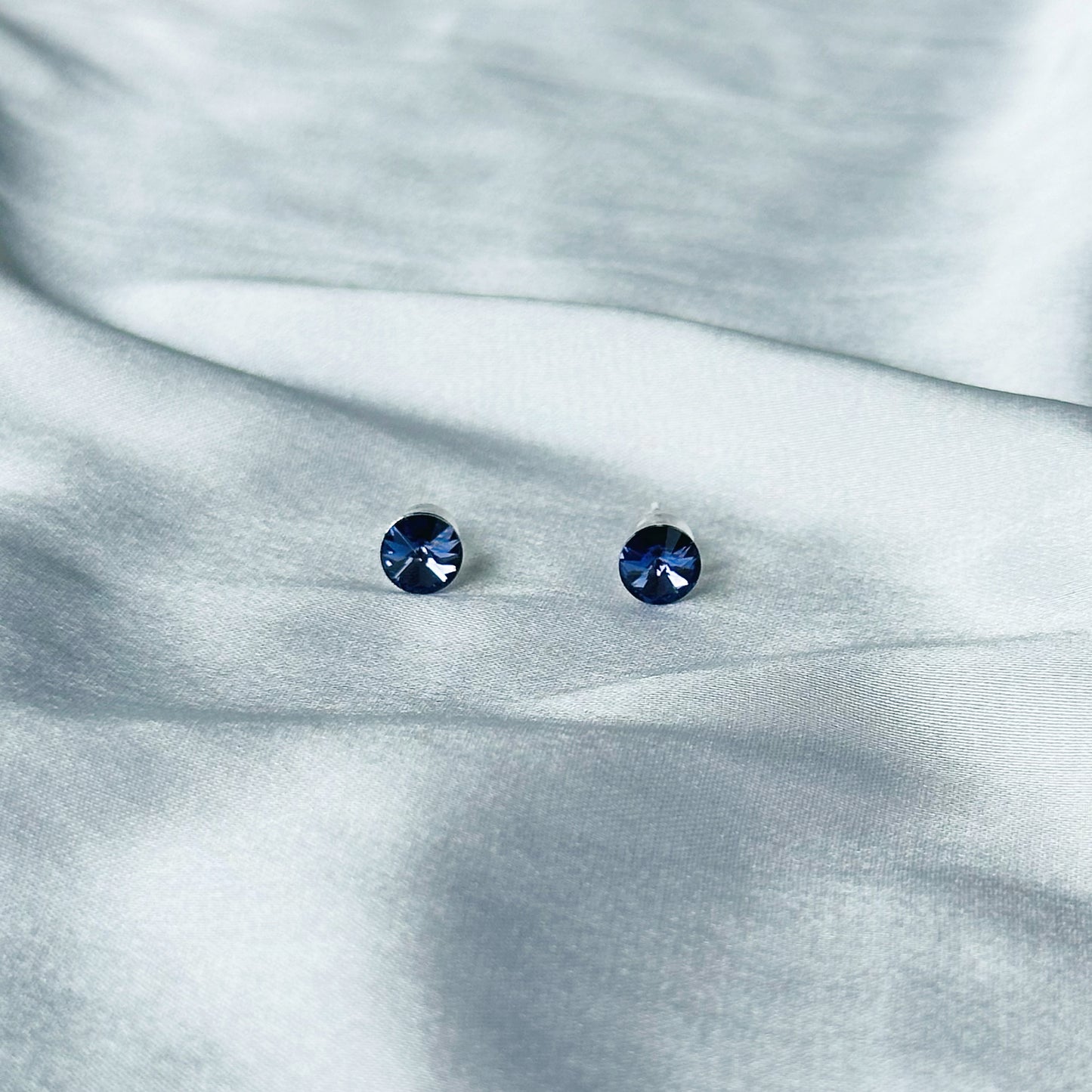 Purple Velvet Swarovski Crystal Silver Plated Stud Earrings