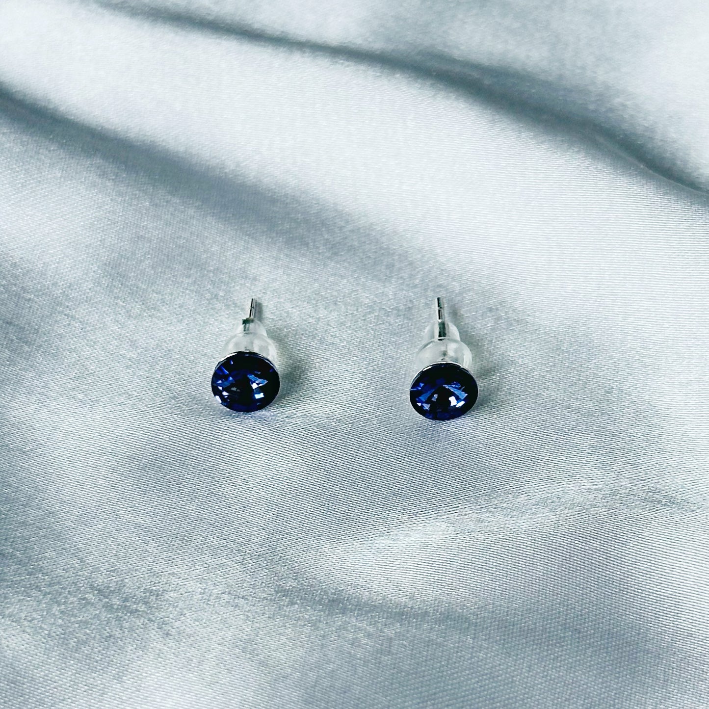 Purple Velvet Swarovski Crystal Silver Plated Stud Earrings