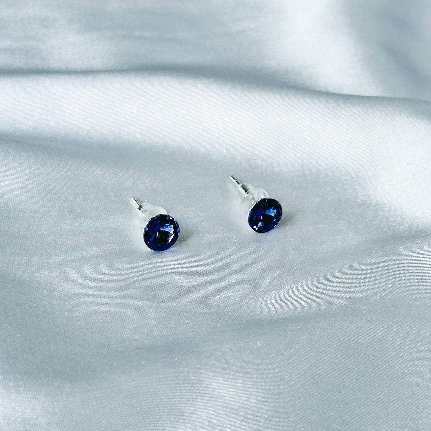 Purple Velvet Swarovski Crystal Silver Plated Stud Earrings