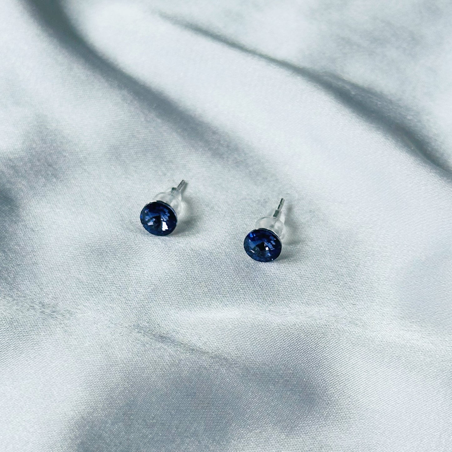 Purple Velvet Swarovski Crystal Silver Plated Stud Earrings