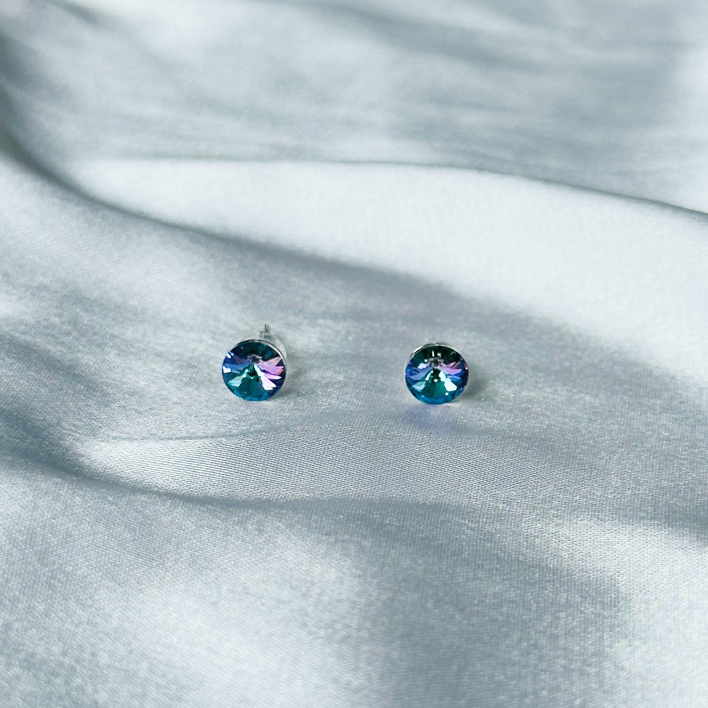 Provence Lavender Swarovski Crystal Silver Plated Stud Earrings