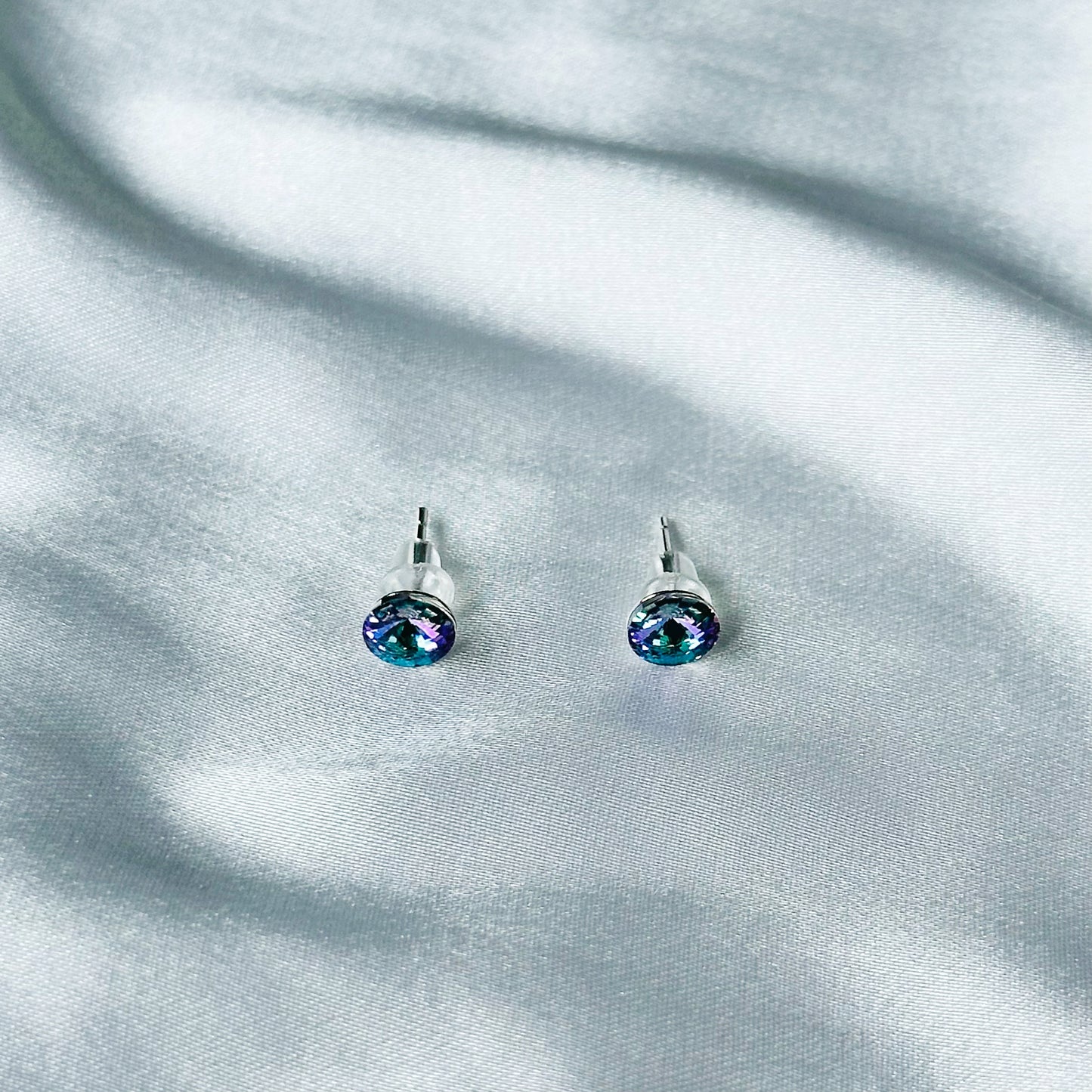 Provence Lavender Swarovski Crystal Silver Plated Stud Earrings