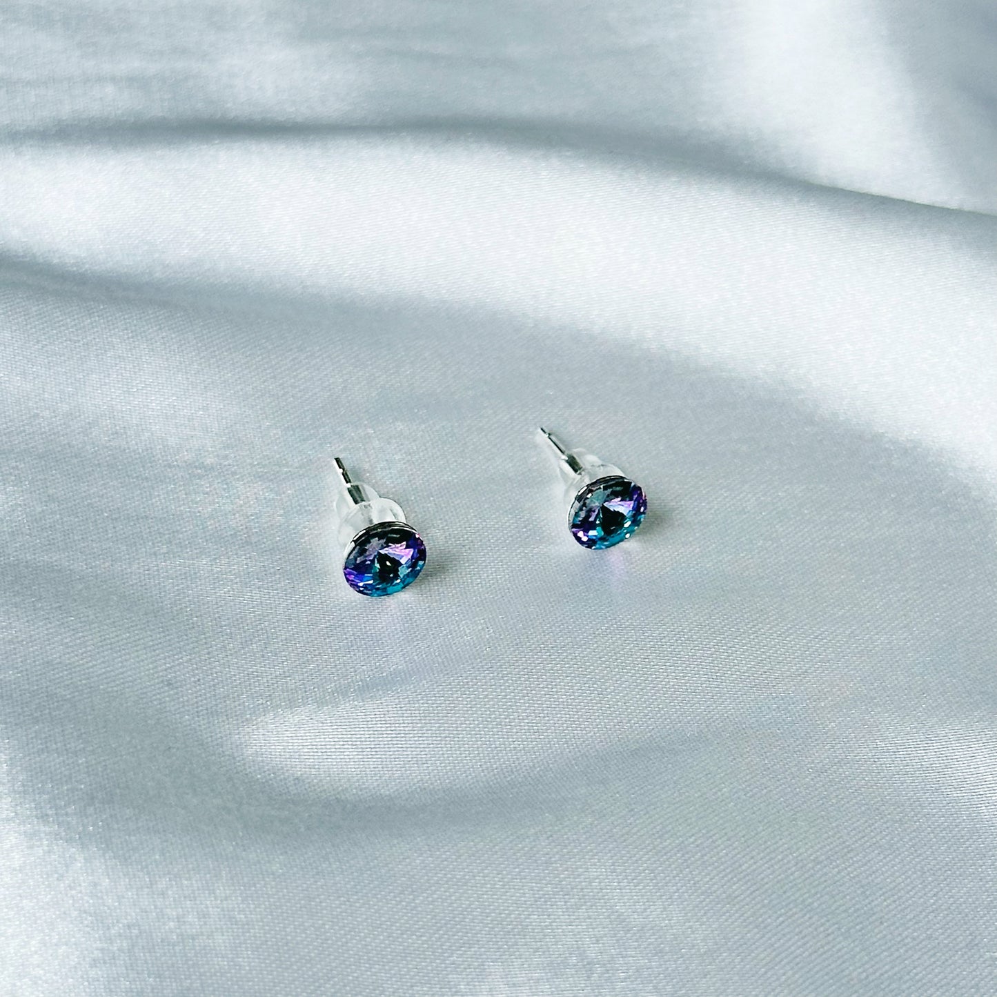 Provence Lavender Swarovski Crystal Silver Plated Stud Earrings