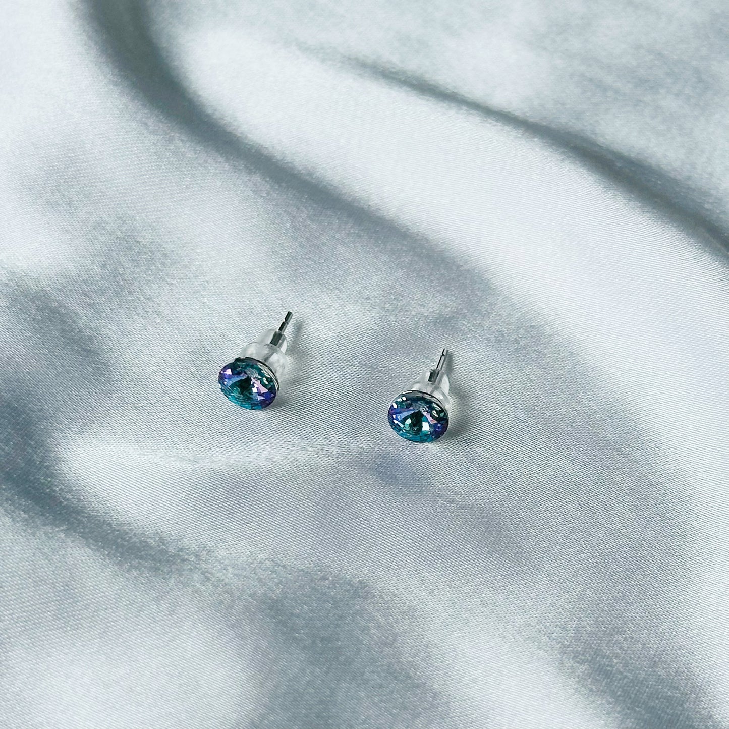 Provence Lavender Swarovski Crystal Silver Plated Stud Earrings