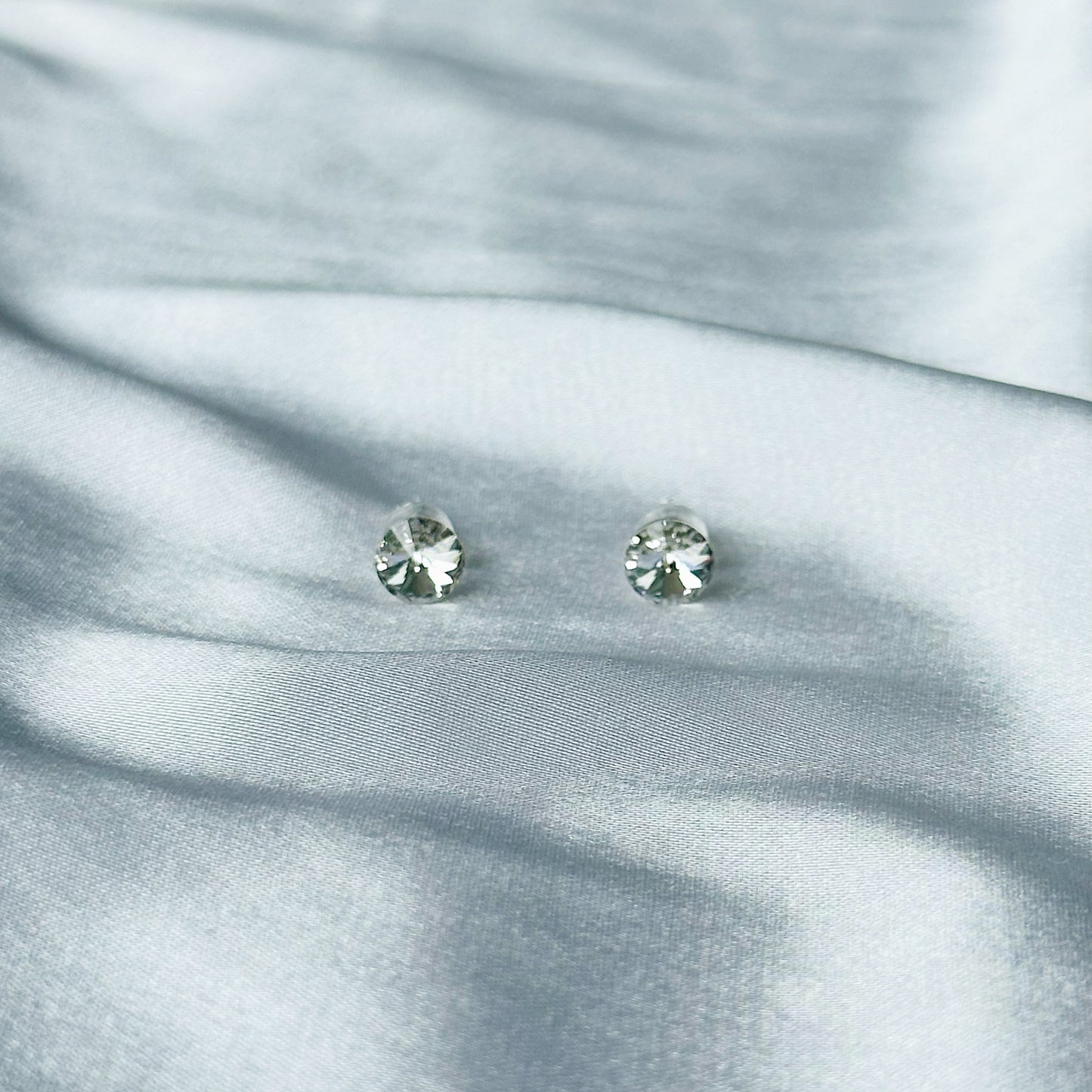 White Crystal Swarovski Crystal Silver Plated Stud Earrings