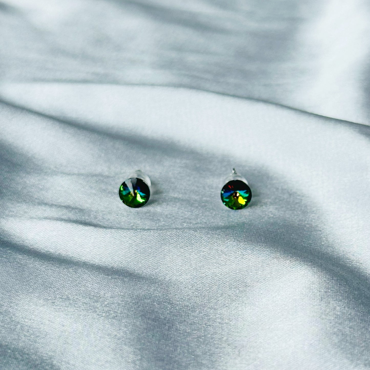 Holographic Vitrail Swarovski Crystal Silver Plated Stud Earrings