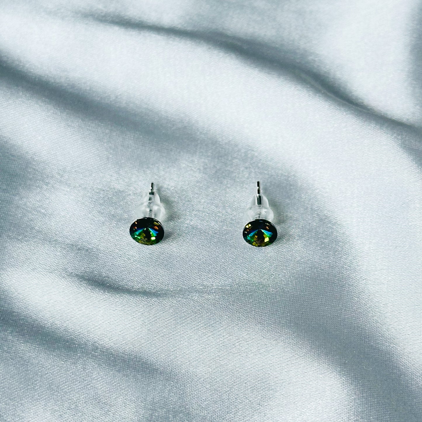 Holographic Vitrail Swarovski Crystal Silver Plated Stud Earrings
