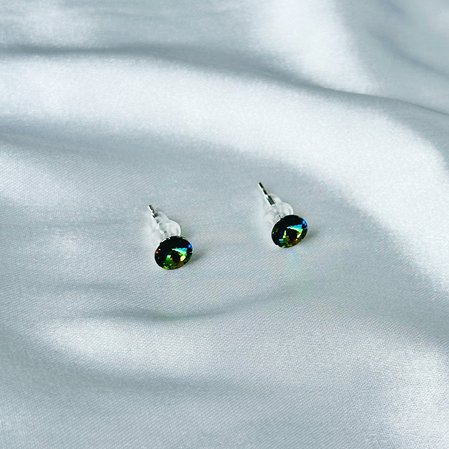 Holographic Vitrail Swarovski Crystal Silver Plated Stud Earrings