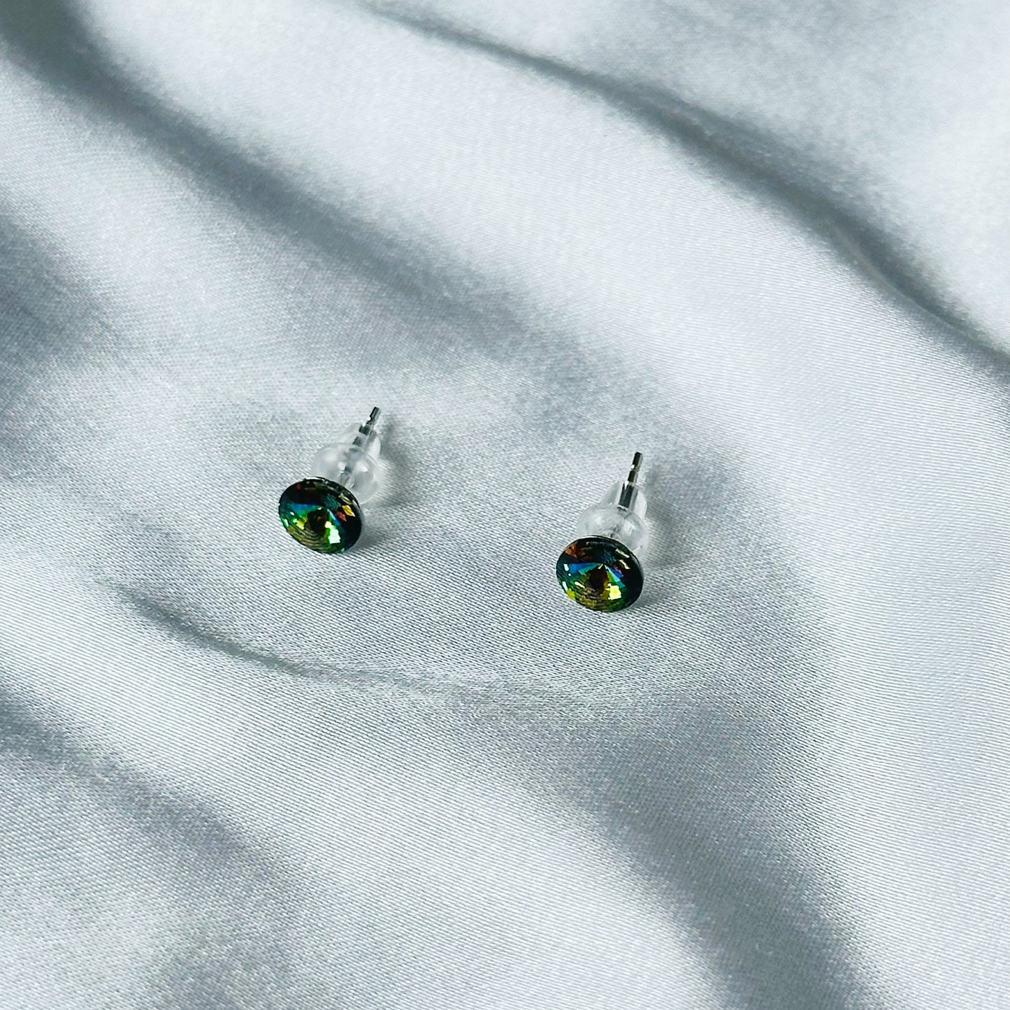 Holographic Vitrail Swarovski Crystal Silver Plated Stud Earrings