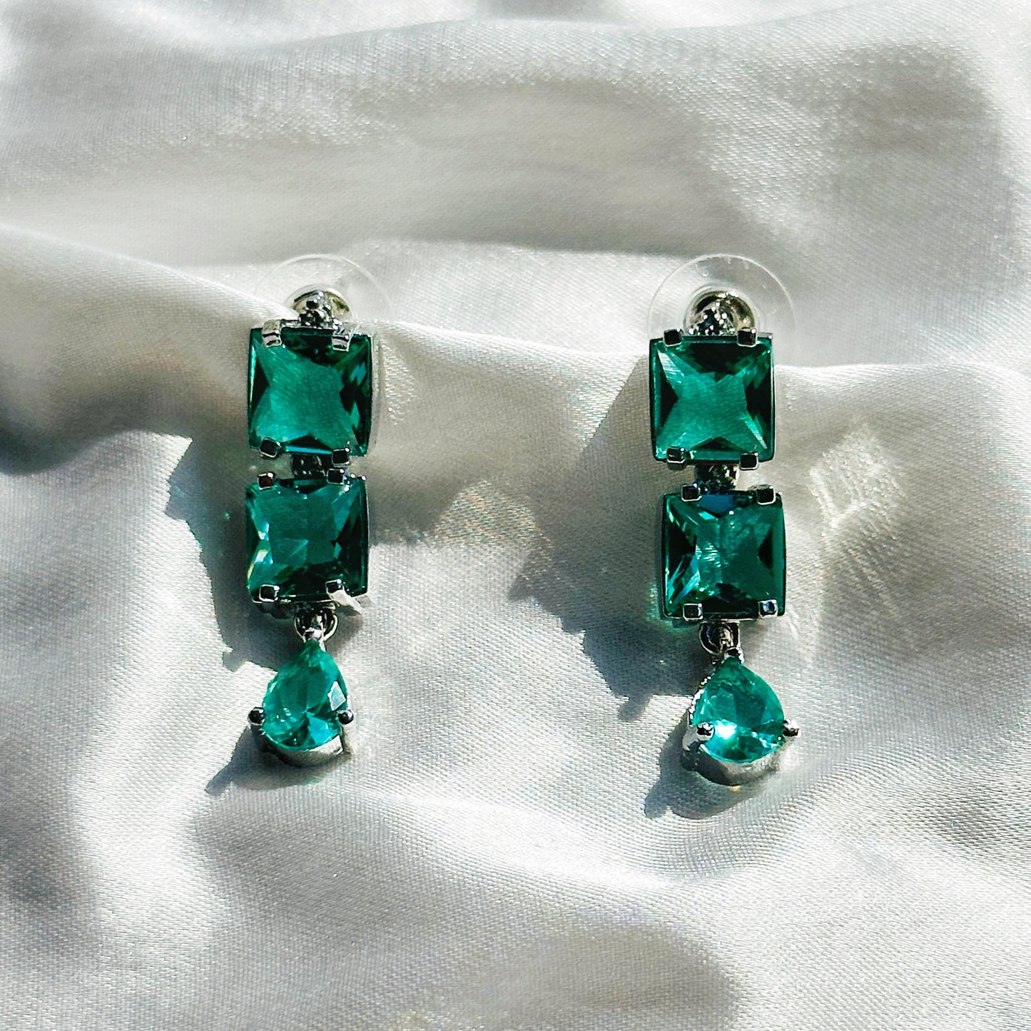 Sea Green Topaz Cubic Zircon Silver Plated Necklace Set