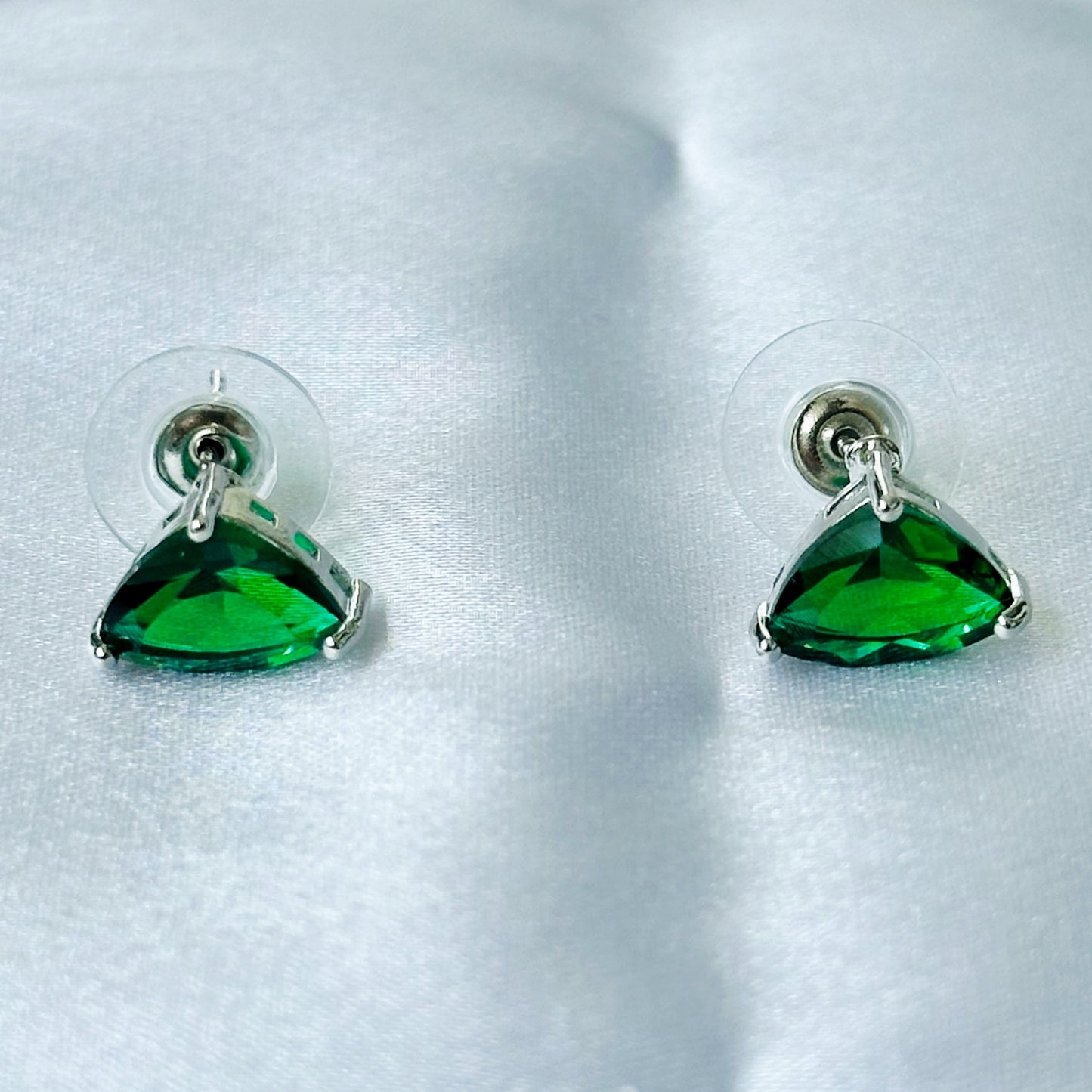 Green Emerald Cubic Zircon Stones Silver Plated Necklace Set