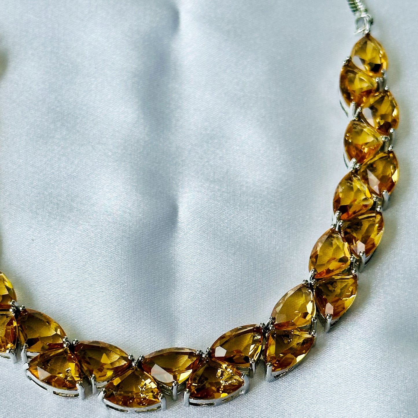 Champagne Cubic Zircon Stones Silver Plated Necklace Set