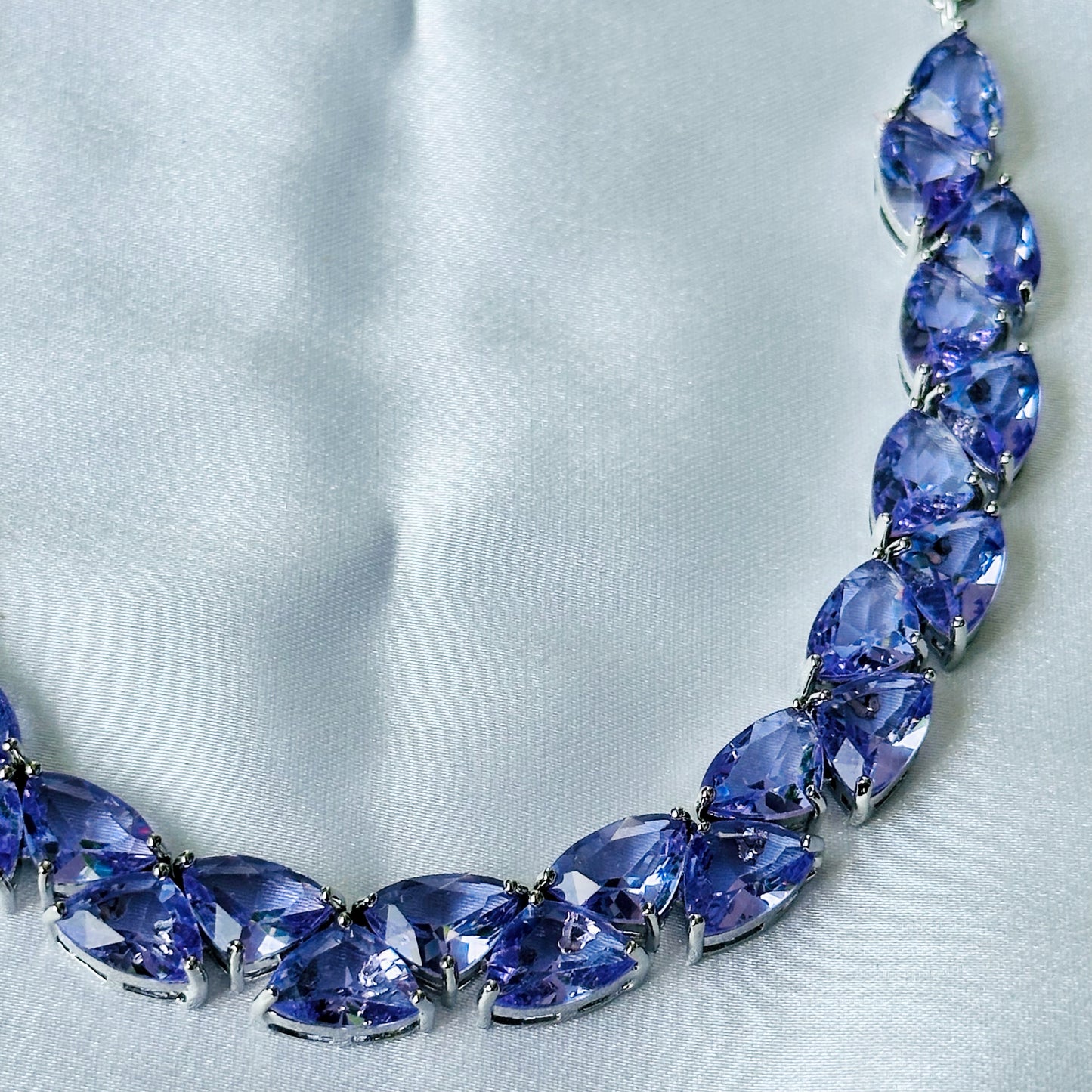 Light Purple Amethyst Cubic Zirconia American Diamond Silver Plated Necklace Set